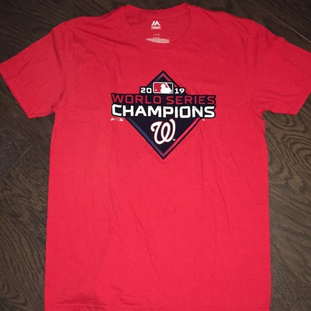 New Red Washington Nationals 2019 World Series Champions MLB Baseball T Shirt L
